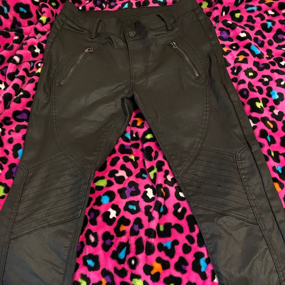 Leather Tight Black Jeans with Zippers